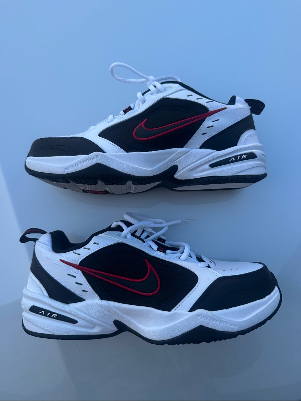 Nike Men's Monarch White Black Sneakers with Red Swoosh